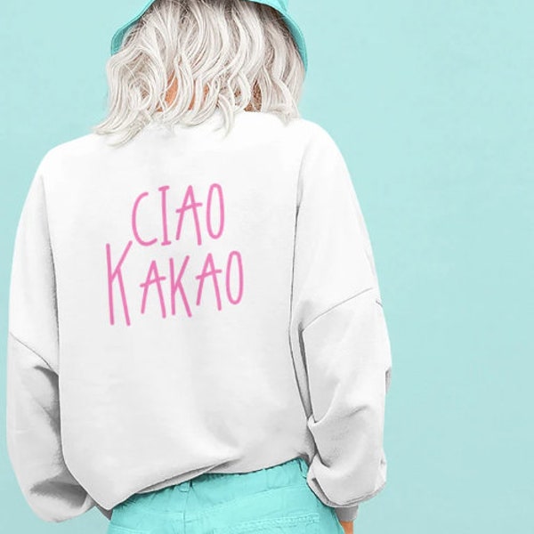 Bügelbild "CIAO KAKAO" in unterschidlichen Folien und Farben.