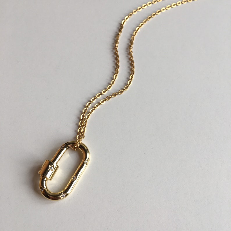 Gold Carabiner Necklace Gold Clasp Pendant Mothers Day - Etsy