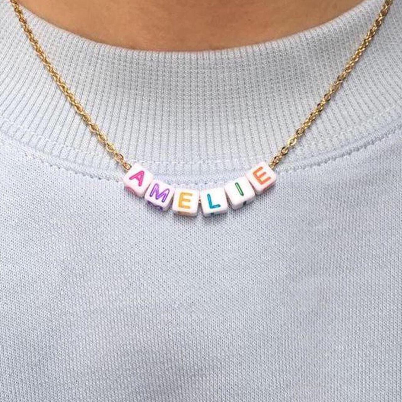 Beaded Name Necklace Letter Beads Name 