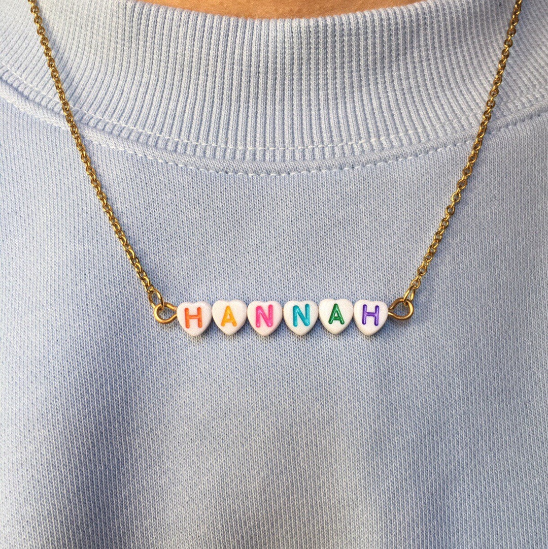 Name Necklace Personalised Beaded Name Necklaces Letter Etsy UK