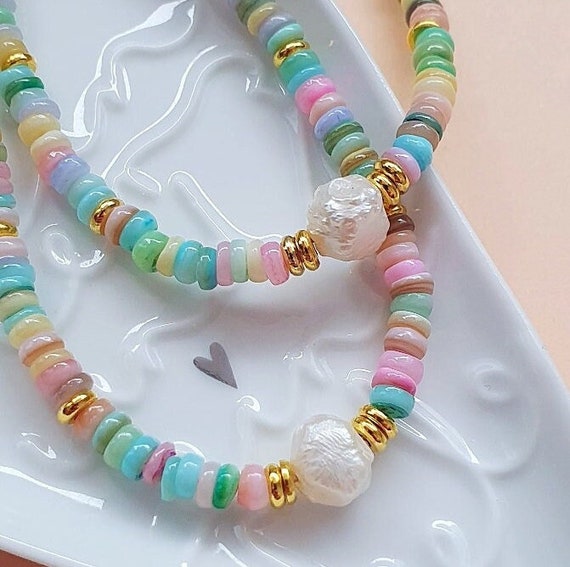 Rainbow Flower Choker Necklace - Handmade Bohemian Beaded Choker With Extender