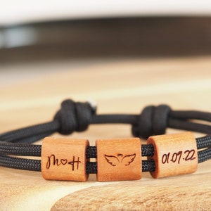 myjori Wooden Bracelet Surfer, Date Engraving, Children image 10