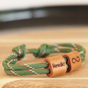 myjori surfer wooden bracelet personalized with desired engraving, name bracelet 2xKirsche beidseitig