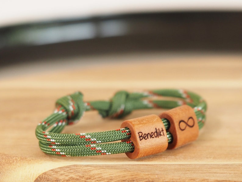 myjori surfer wooden bracelet personalized with desired engraving, name bracelet 2xKirsche beidseitig