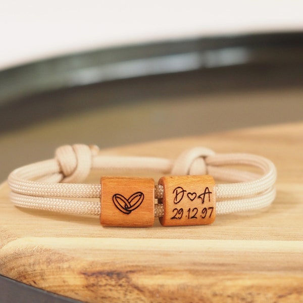 Wedding bracelet wood personalised, engagement, rope bracelet, wedding, anniversary, wedding rings