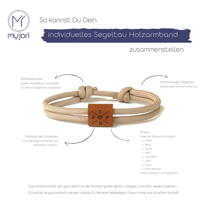 Initialen graveren Armand van houten zeiltouw familie houten armband met gewenste gravering van zeiltouw afbeelding 3