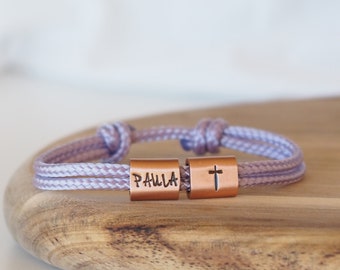 Bracelet personalized with engraving hand-stamped for baptism, communion, birthday, back to school, confirmation