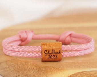 myjori school child wooden bracelet personalized with name, rope, engraving, school enrollment 2023, girl