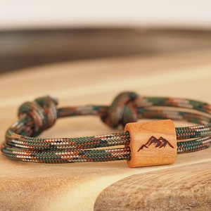 myjori mountain bike wooden bracelet, bicycle, mountains, sailing rope, bracelet with engraving, wooden jewelry image 9