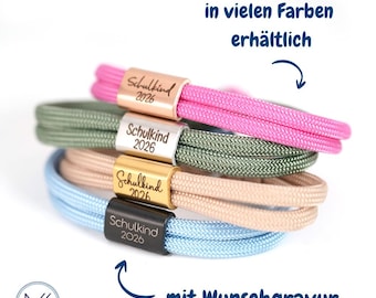 Gepersonaliseerde kinderarmband voor schoolkind 2026, met naam, geschikt voor schoolspullen, de eerste schooldag en als cadeau.