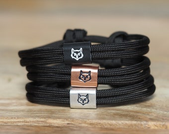Personalized wristband hand-stamped fox | Sail rope bracelet