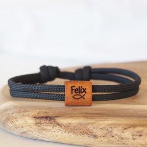 Wooden Bracelet Fish, Sailing Rope, Communion, Confirmation, Baptism