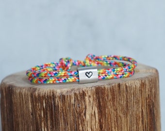 personalisiertes Armband mit Namen für Kinder, Flower Power, Rainbow, Hippie Love