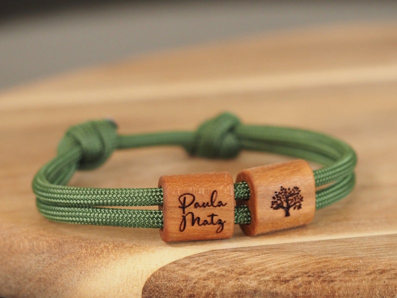 myjori surfer wooden bracelet personalized with desired engraving, name bracelet 2x Kirsche einseitig