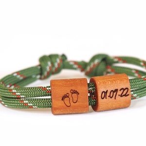 myjori Wooden Bracelet Surfer, Date Engraving, Children image 2