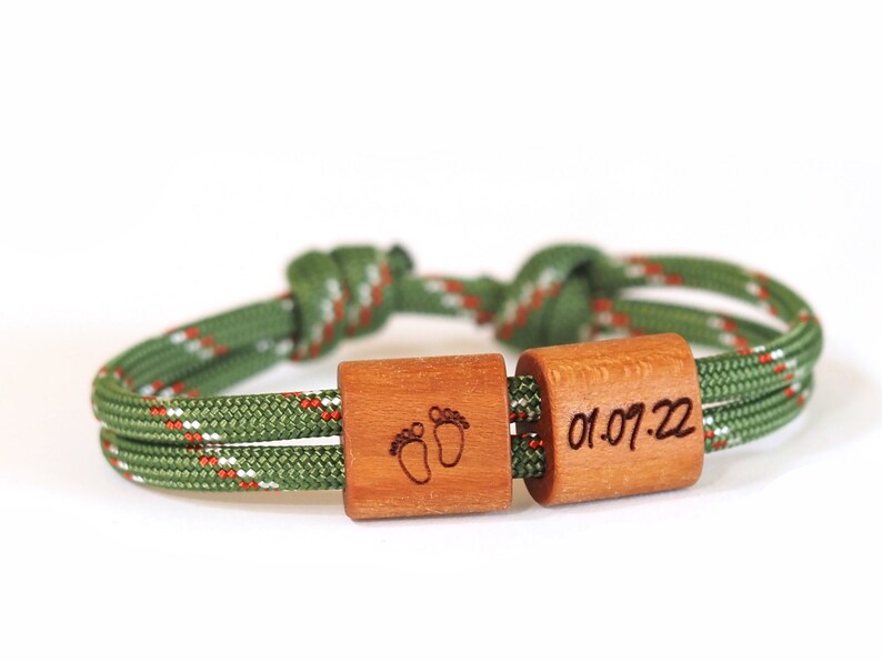 myjori Wooden Bracelet Surfer, Date Engraving, Children image 2