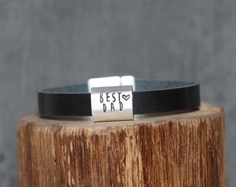 Personalized Men's Leather Bracelet Hand Stamped | Best Dad | Father's Day