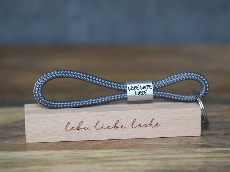 Personalized Keychain Made of Sailing Rope Handstamped Live Love Laugh