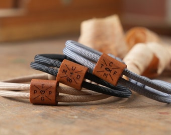 Initials engraving Armand made of wooden sailing rope family wooden bracelet with desired engraving made of sailing rope