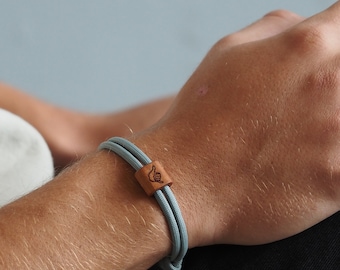 myjori Hang Loose Surfer Bracciale in legno, corda da vela, braccialetto con incisione