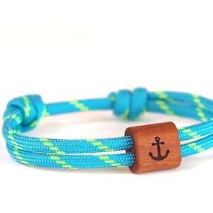myjori surfer wood bracelet anchor, sailing rope, bracelet with engraving image 2