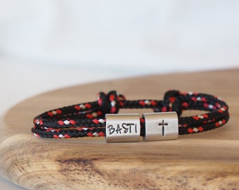 Children's Bracelet Cross personalized with engraving hand-stamped for baptism, communion, birthday, back to school, confirmation