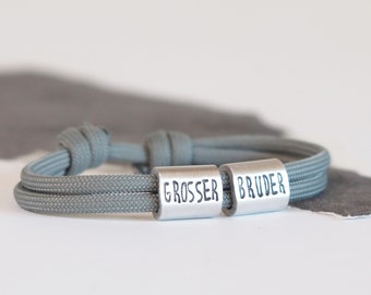 Geschwister Surferarmband Grosser Bruder personalisiert mit Gravur handgestempelt, Geschenk, Geburt, kleiner Bruder