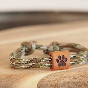 myjori Surfer Wooden Bracelet Paw, Sailing Rope, Bracelet with Engraving