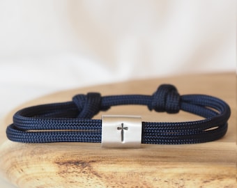 Kommunion Kreuz Armband personalisiert mit Gravur handgestempelt zur Taufe, Geburtstag, Schulanfang, Konfirmation