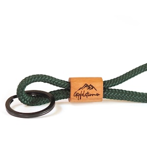 Personalized wooden keychain made of sailing rope mountain Summiteer image 6