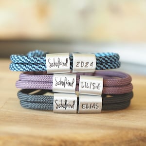 Bracelet enfant écolier 2024 personnalisé avec nom, cône d'école