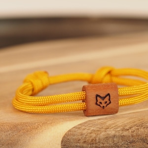 Surfer Fox Wooden Bracelet, Sailing Rope, Bracelet with Engraving