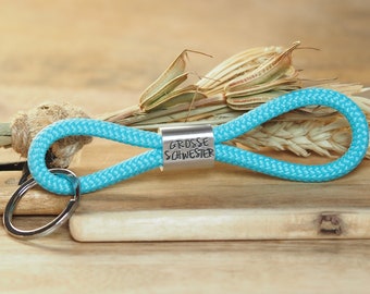 Sailing rope keychain personalized engraving, big sister