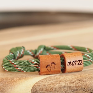 myjori Wooden Bracelet Surfer, Date Engraving, Children image 1