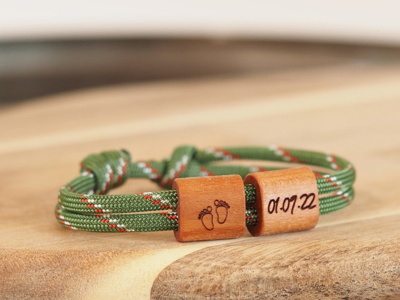 myjori Wooden Bracelet Surfer, Date Engraving, Children image 1