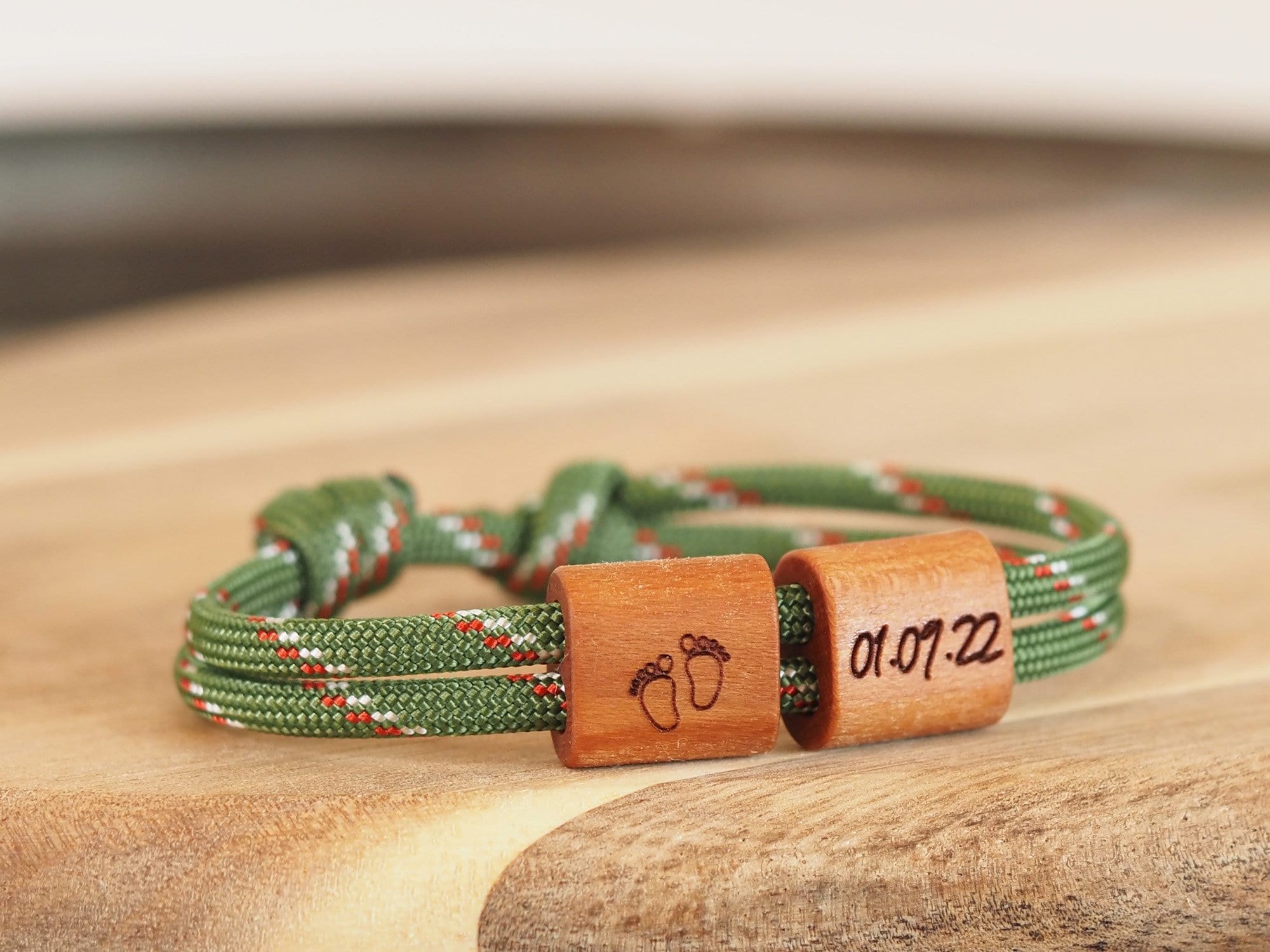 myjori Holz Armband Surfer, Datumsgravur, Kinder