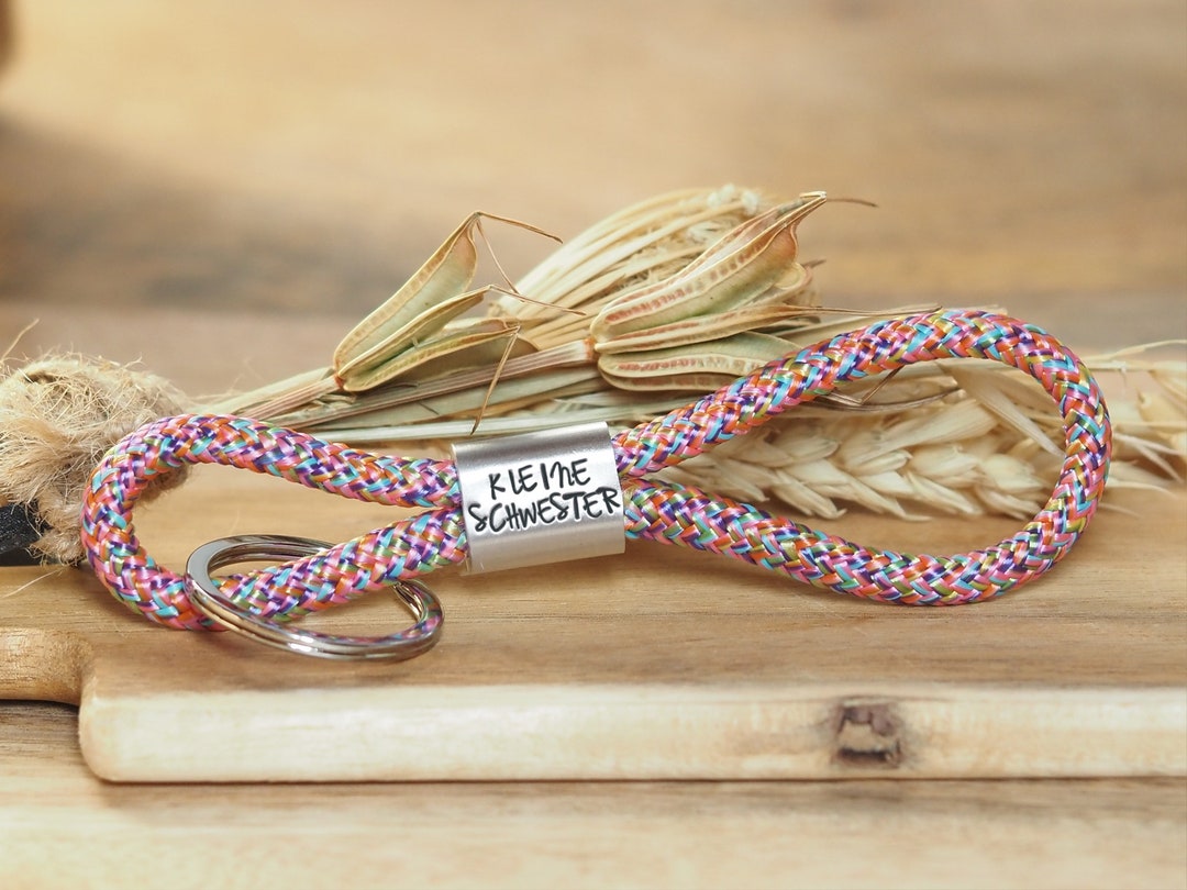 Buy Keychain Personalized With Engraving, Hand Stamped From Sailing Rope,  Little Sister Online in India