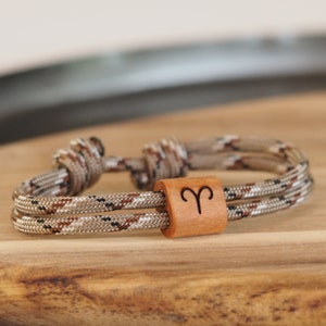 Wooden bracelet zodiac sign Aries made of sailing rope, astrology, planets image 2