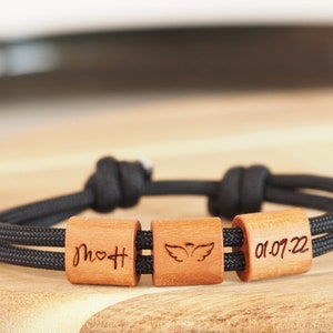 myjori surfer wooden bracelet personalized with desired engraving, name bracelet image 10
