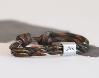 Pulsera de montaña personalizada hecha de cuerda de vela estampada a mano | Alpes | Montañero |