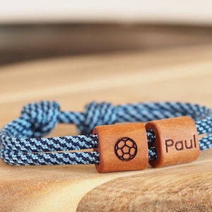 myjori Football Wooden Bracelet, Personalized with Name, Sport