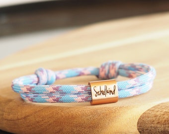 myjori Schulkind Armband personalisiert mit Namen, Schultüte, Segeltau, Einschulung 2022, Mädchen