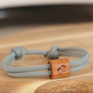myjori engraved bracelet wood, feet, partner bracelet, wooden jewelry, surfer bracelet image 1