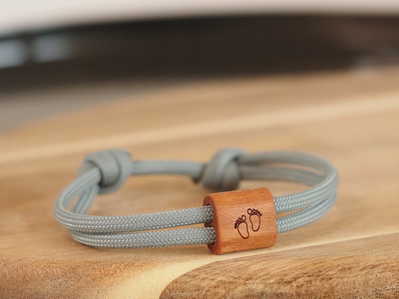myjori engraved bracelet wood, feet, partner bracelet, wooden jewelry, surfer bracelet image 1