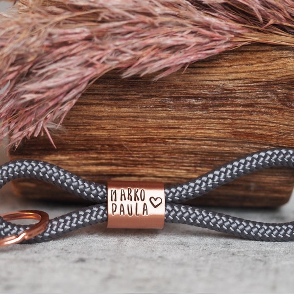 Personalized keychain made of sail rope hand-stamped | | in love Valentine's Day | Dear | Names