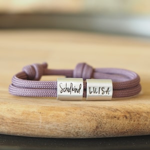 bracelet écolier myjori personnalisé avec nom, inscription scolaire 2024, cône scolaire, corde à voile