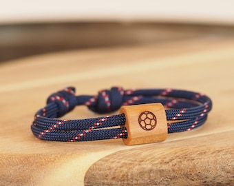 myjori football wooden bracelet, ball sports, sailing rope, bracelet with engraving