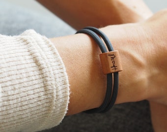 myjori surfer wooden bracelet personalized, Father&#39;s Day, sailing rope