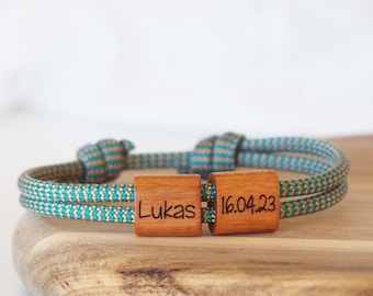 Wooden bracelet fish, sailing rope, communion, confirmation, baptism