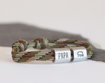 Herren Segeltauarmband Bär, Bester Papa, personalisierbar mit individueller Gravur